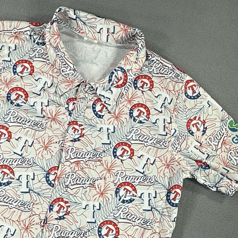 Texas Rangers Hawaiian Shirt Medium Floral Button Down MLB Stadium Giveaway